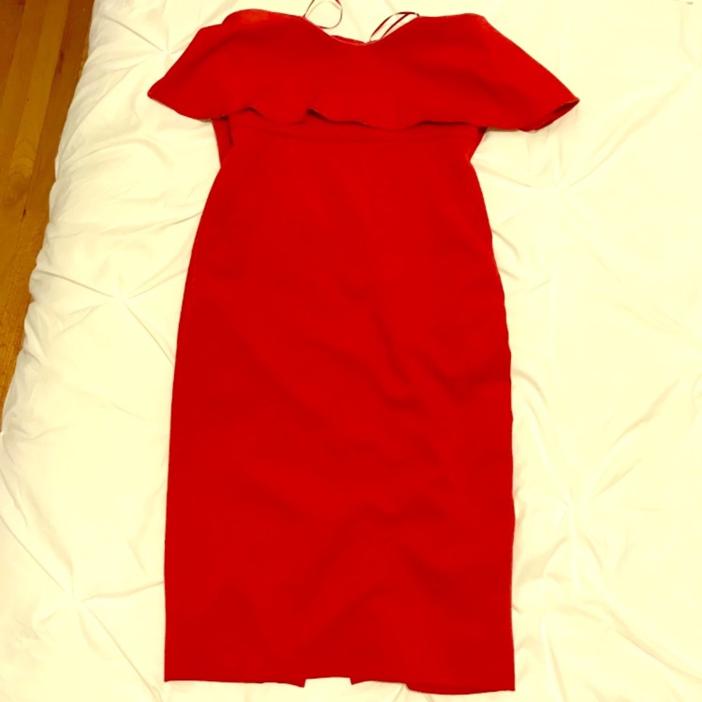 Strapless red formal dress.. with pockets!